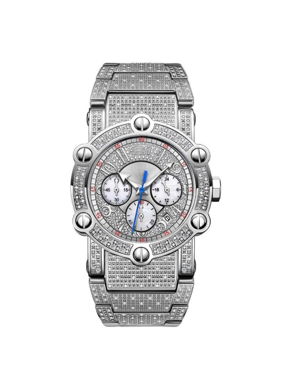 NWT JBW Phantom Chronograph Quartz Diamond Silver Dial Men's Watch